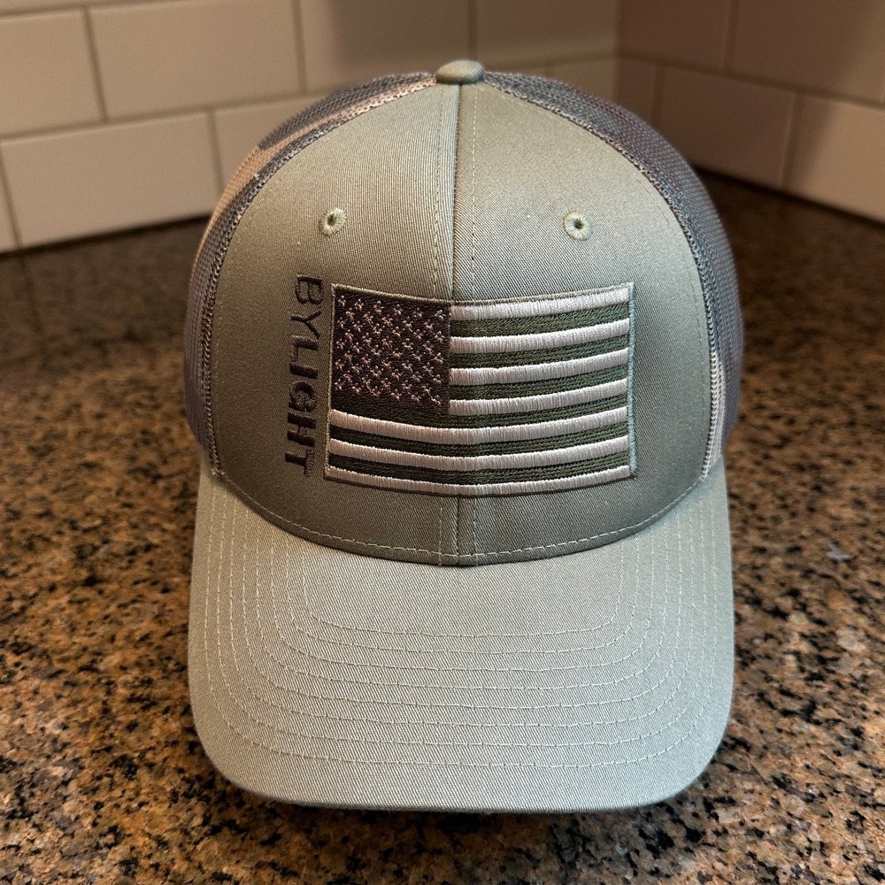 USA Flag BYLIGHT Camo Richardson 112PM Trucker Hat Snapback Green Camo
